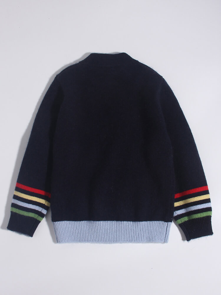 Kids Fun Vehicle Knit Pullover Cashmere Crew Neck Sweater